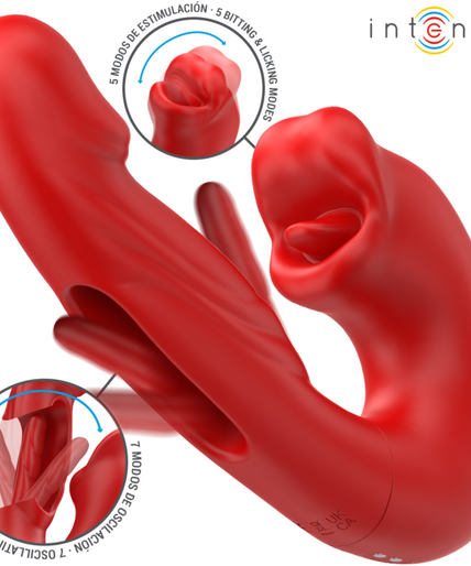 INTENSE - NATHY DOUBLE VIBRATOR WITH MULTIFUNCTION STIMULATING MOUTH RED INTENSE - NATHY DOUBLE VIBRATOR WITH MULTIFUNCTION STIMULATING MOUTH RED
