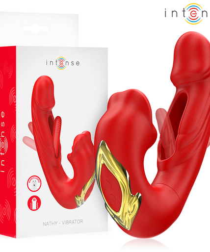 INTENSE - NATHY DOUBLE VIBRATOR WITH MULTIFUNCTION STIMULATING MOUTH RED INTENSE - NATHY DOUBLE VIBRATOR WITH MULTIFUNCTION STIMULATING MOUTH RED