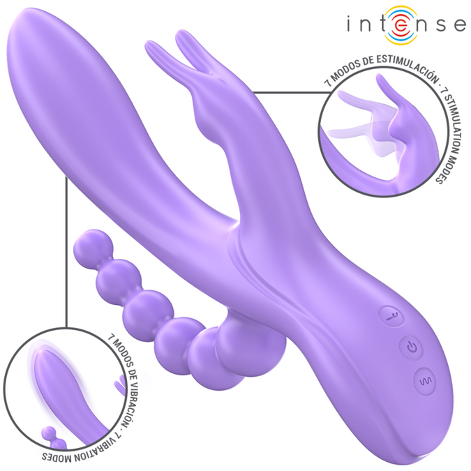INTENSE - MIKO DUBBELE VIBRATOR RABBIT & STIMULATOR & ANAAL 7 TRILLINGEN PAARS