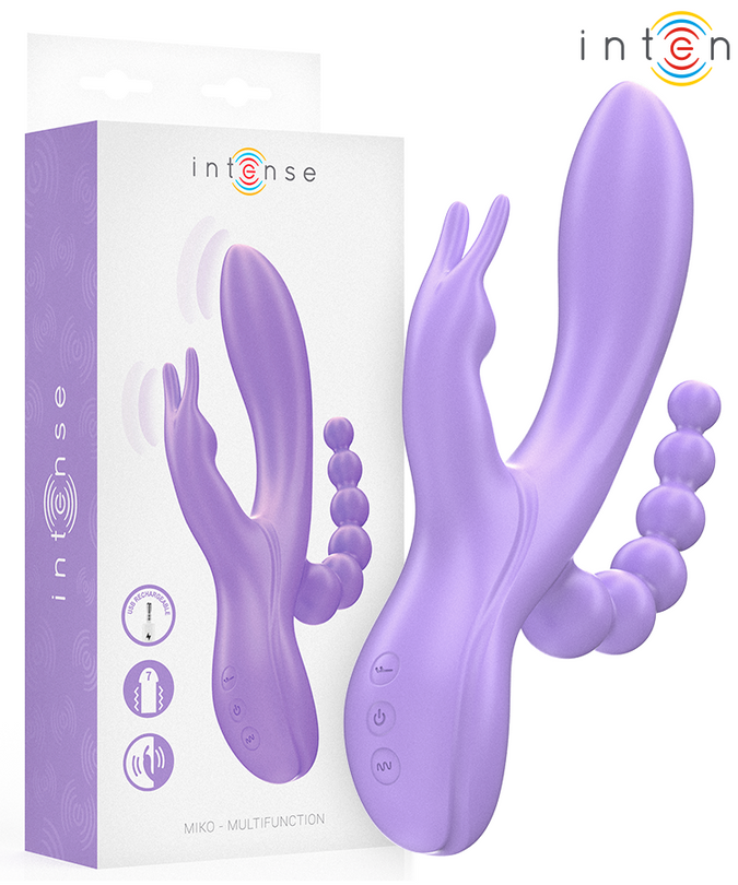 INTENSE - MIKO DUBBELE VIBRATOR RABBIT & STIMULATOR & ANAAL 7 TRILLINGEN PAARS