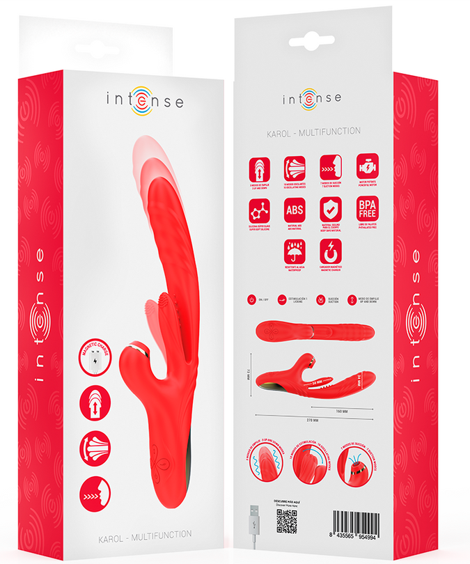 INTENSE - KAROL MULTIFUNCTION VIBRATOR THRUST & STIMULATION & STIMULATING WAVES RED