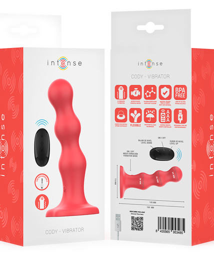 INTENSE - CODY VIBRATOR WITH SUCTION CUP RED REMOTE CONTROL INTENSE - CODY VIBRATOR WITH SUCTION CUP RED REMOTE CONTROL