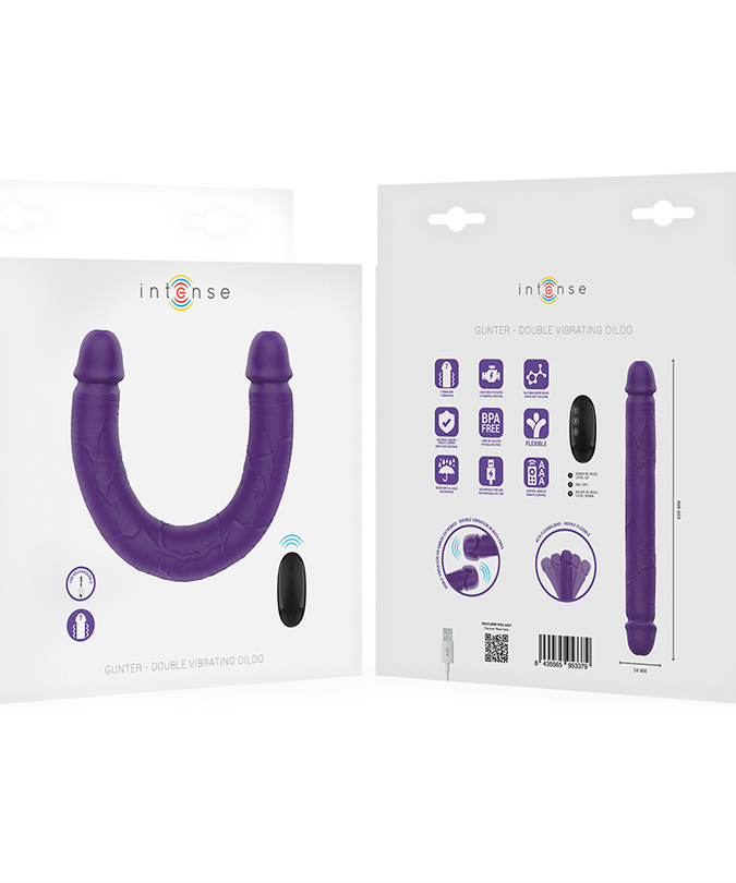 INTENSE - GUNTER DILDO DUBBELE VIBRATOR 40 CM PAARS AFSTANDSBEDIENING