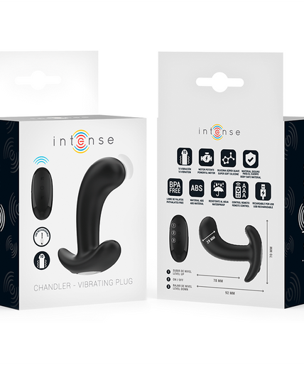 INTENSE - CHANDLER ANAL PLUG 10 VIBRATIONS BLACK REMOTE CONTROL INTENSE - CHANDLER ANAL PLUG 10 VIBRATIONS BLACK REMOTE CONTROL