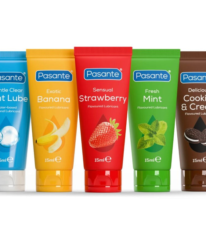 PASANTE - PAK GEVARIEERDE SMAAK GLEIDMIDDELEN 5 STUKS X 15 ML
