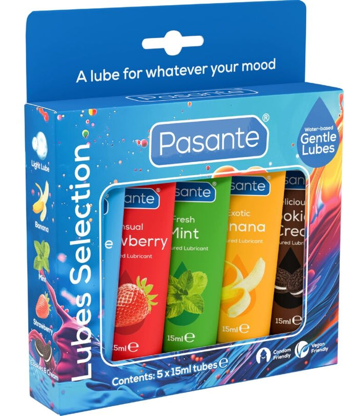 PASANTE - PAK GEVARIEERDE SMAAK GLEIDMIDDELEN 5 STUKS X 15 ML
