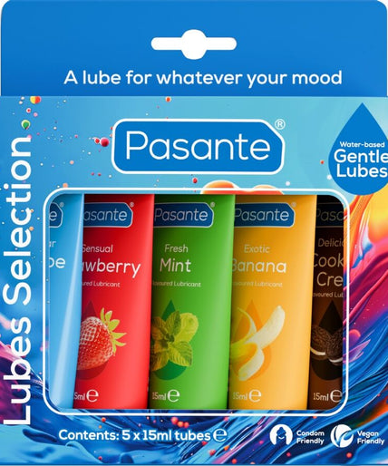 PASANTE - PACK ASSORTED FLAVOR LUBRICANTS 5 UNITS X 15 ML PASANTE - PACK ASSORTED FLAVOR LUBRICANTS 5 UNITS X 15 ML
