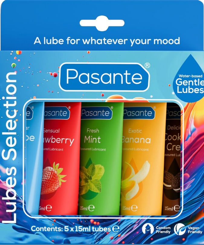 PASANTE - PAK GEVARIEERDE SMAAK GLEIDMIDDELEN 5 STUKS X 15 ML