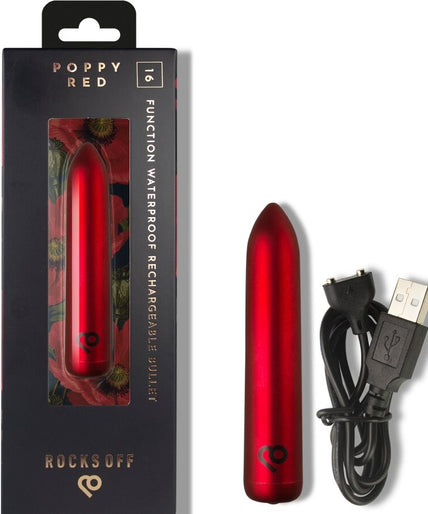ROCKS-OFF - RECHARGEABLE VIBRATING BULLET POPPY RED ROCKS-OFF - RECHARGEABLE VIBRATING BULLET POPPY RED
