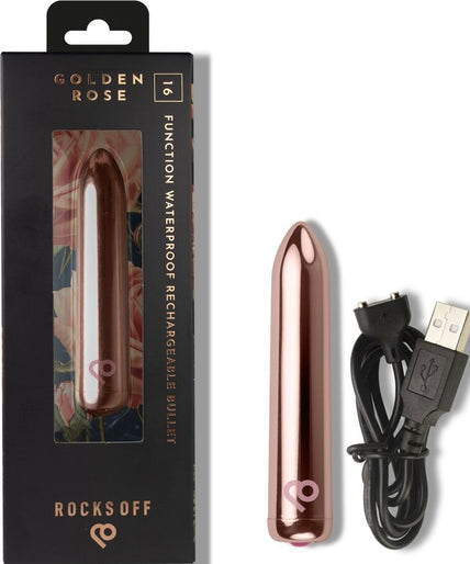 ROCKS-OFF - RECHARGEABLE VIBRATING BULLET GOLDEN ROSE ROCKS-OFF - RECHARGEABLE VIBRATING BULLET GOLDEN ROSE