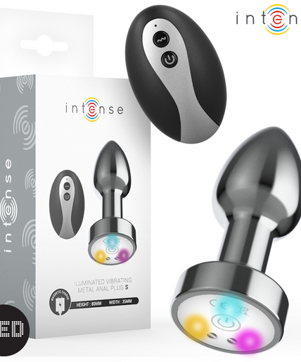 INTENSE - VIBRATING METAL ANAL PLUG WITH LED LIGHTS AND REMOTE CONTROL - SIZE S INTENSE - VIBRATING METAL ANAL PLUG WITH LED LIGHTS AND REMOTE CONTROL - SIZE S