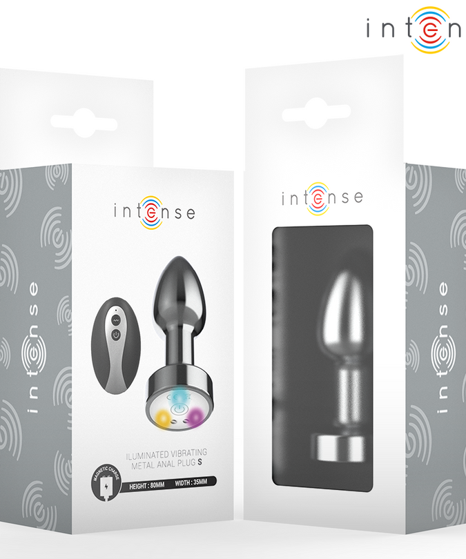 INTENSE - VIBRATING METAL ANAL PLUG WITH LED LIGHTS AND REMOTE CONTROL - SIZE S