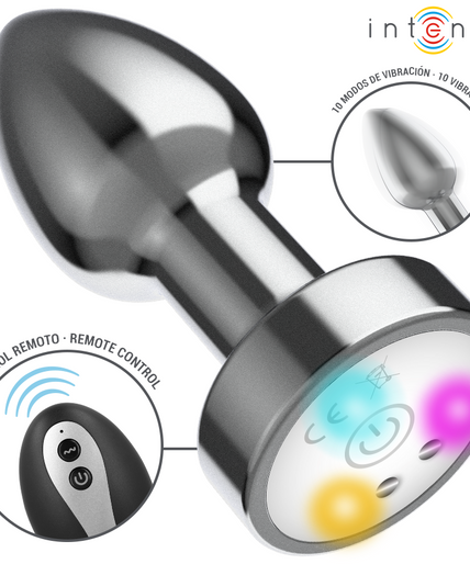 INTENSE - VIBRATING METAL ANAL PLUG WITH LED LIGHTS AND REMOTE CONTROL - SIZE M INTENSE - VIBRATING METAL ANAL PLUG WITH LED LIGHTS AND REMOTE CONTROL - SIZE M