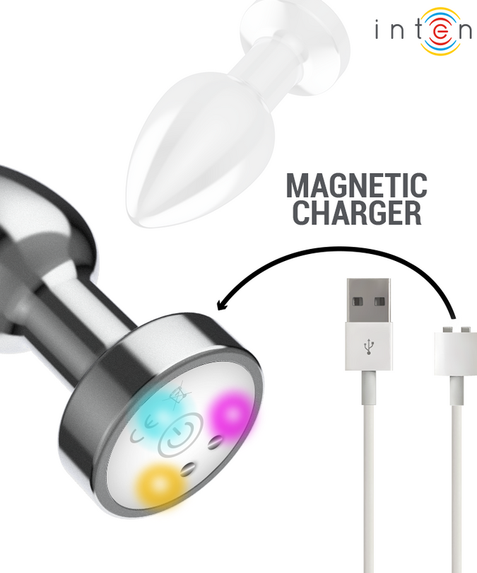 INTENSE - TRILLENDE METALEN ANALE PLUG MET LED-VERLICHTING EN AFSTANDSBEDIENING - MAAT M