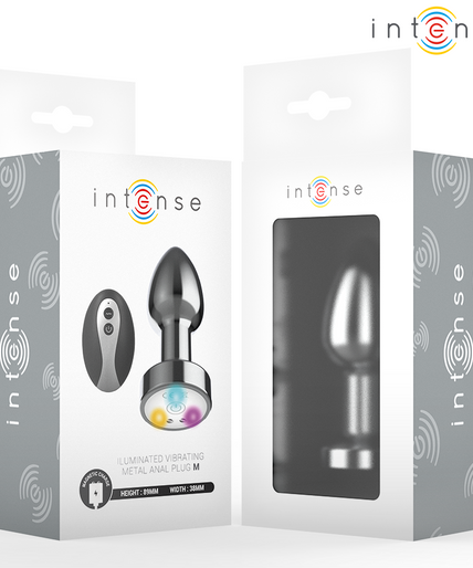 INTENSE - VIBRATING METAL ANAL PLUG WITH LED LIGHTS AND REMOTE CONTROL - SIZE M INTENSE - VIBRATING METAL ANAL PLUG WITH LED LIGHTS AND REMOTE CONTROL - SIZE M