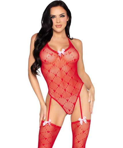 LEG AVENUE - 89360 OPEN BACK BODYSUIT WITH GARTER BELT RED - ONE SIZE LEG AVENUE - 89360 OPEN BACK BODYSUIT WITH GARTER BELT RED - ONE SIZE