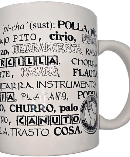DIABLO PICANTE - WHITE MUG WITH PENIS SYNONYMS 370 ML DIABLO PICANTE - WHITE MUG WITH PENIS SYNONYMS 370 ML