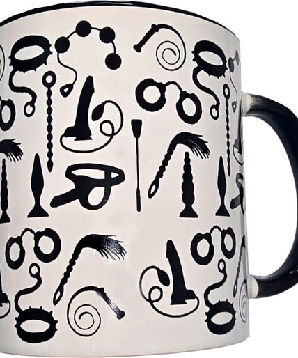 DIABLO PICANTE - WHITE BONDAGE MUG WITH BLACK HANDLE 370 ML DIABLO PICANTE - WHITE BONDAGE MUG WITH BLACK HANDLE 370 ML