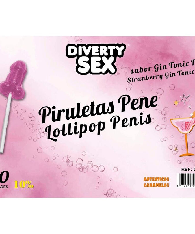 DIABLO GOLOSO - 50 PENIS-LOLLIES GIN TONIC AARDBEI SMAAK 10% ALCOHOL