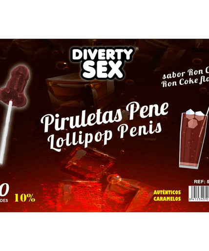 DIABLO GOLOSO - 50 PENIS LOLLIPOPS RON COLA FLAVOR 10% ALCOHOL DIABLO GOLOSO - 50 PENIS LOLLIPOPS RON COLA FLAVOR 10% ALCOHOL