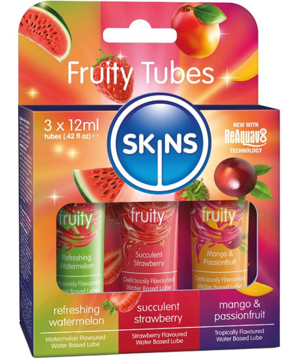 Skins – Fruity Lubes Kit Watermeloen, Aardbei & Mango Glijmiddelen 3 x 12 ml Skins – Fruity Lubes Kit Watermeloen, Aardbei & Mango Glijmiddelen 3 x 12 ml
