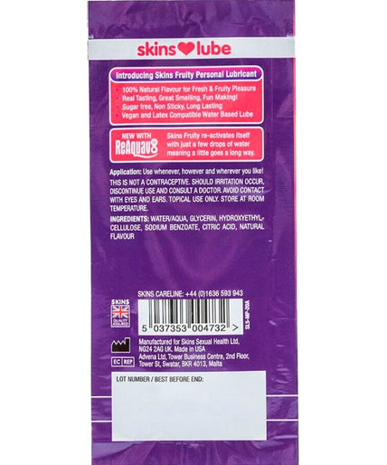 Skins – Fruity Water – Op waterbasis glijmiddel Mango & Passievrucht Enkele dosis 5 ml Skins – Fruity Water – Op waterbasis glijmiddel Mango & Passievrucht Enkele dosis 5 ml