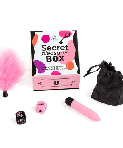 SECRET PLAY - PLEASURES BOX FOR COUPLES: DICE + VIBRATING BULLET + FEATHER PEN SECRET PLAY - PLEASURES BOX FOR COUPLES: DICE + VIBRATING BULLET + FEATHER PEN