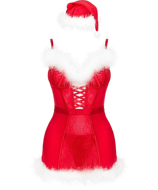 LIVCO CORSETTI FASHION - AGETHE LC 90607 CHEMISE + THONG + CHRISTMAS HAT L/XL