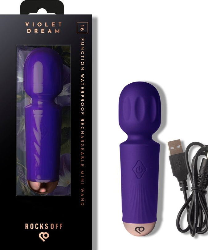 ROCKS-OFF - MINI RECHARGEABLE WAND 16 FUNCTIONS VIOLET DREAM
