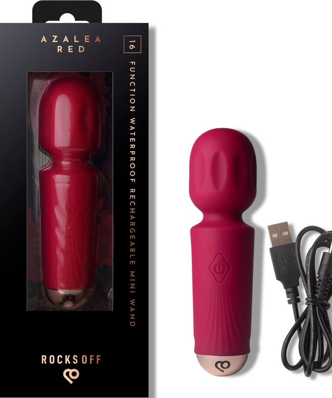ROCKS-OFF - MINI RECHARGEABLE WAND 16 FUNCTIONS AZALEA RED
