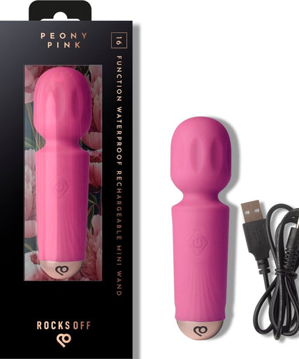 ROCKS-OFF - MINI RECHARGEABLE WAND 16 FUNCTIONS PEONY PINK ROCKS-OFF - MINI RECHARGEABLE WAND 16 FUNCTIONS PEONY PINK
