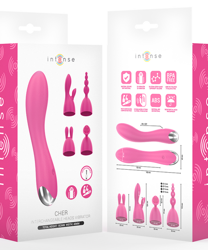 INTENSE - CHER VIBRATOR WITH 20 PATTERNS AND INTERCHANGEABLE HEADS INTENSE - CHER VIBRATOR WITH 20 PATTERNS AND INTERCHANGEABLE HEADS