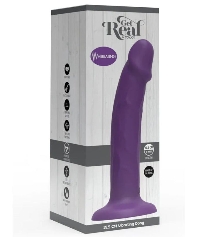 GET REAL - REALISTIC SILICONE VIBRATING DILDO PURPLE 19.5 CM