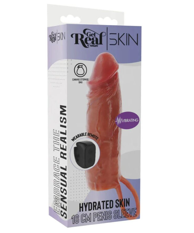 GET REAL - GEHYDRATEERDE HUID SILICONEN VIBRERENDE PENISHOES CARAMEL 16 CM