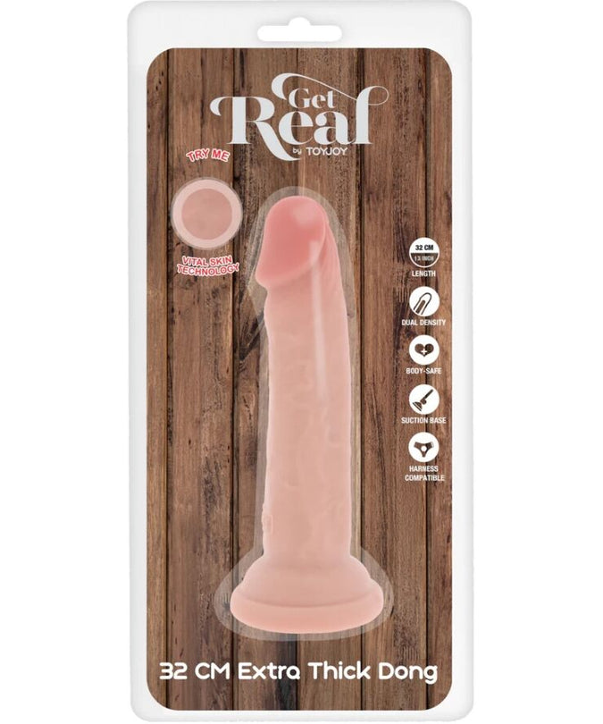 WEES EERLIJK - DELUXE DIKKE DUBBELE-DICHTHEID TPE DONG 32 CM