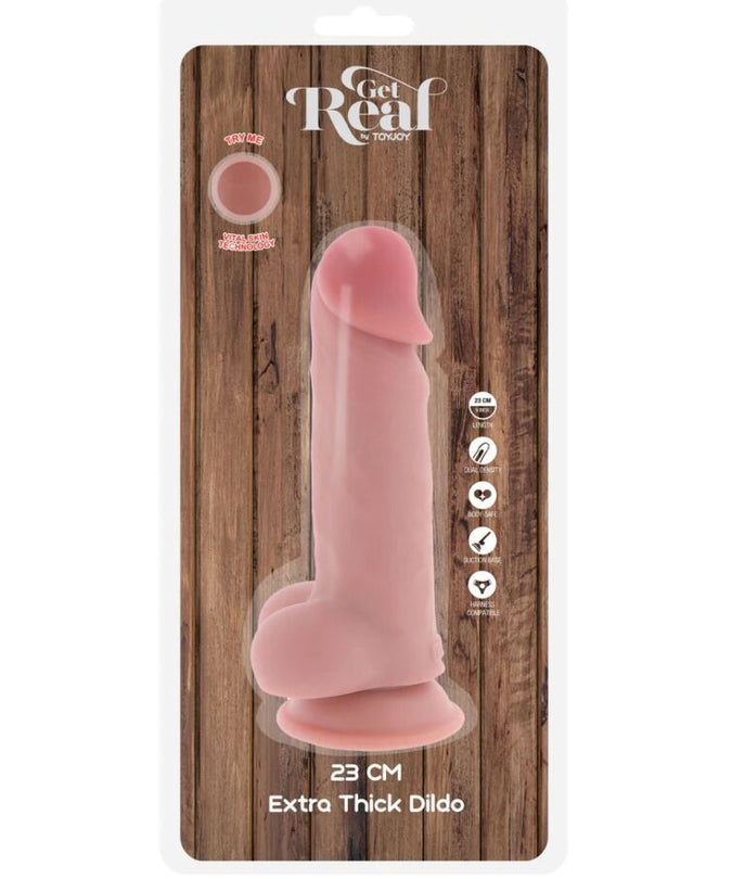 GET REAL - DELUXE REALISTISCHE PENIS MET TESTIKELS EXTRA DIK 23 CM