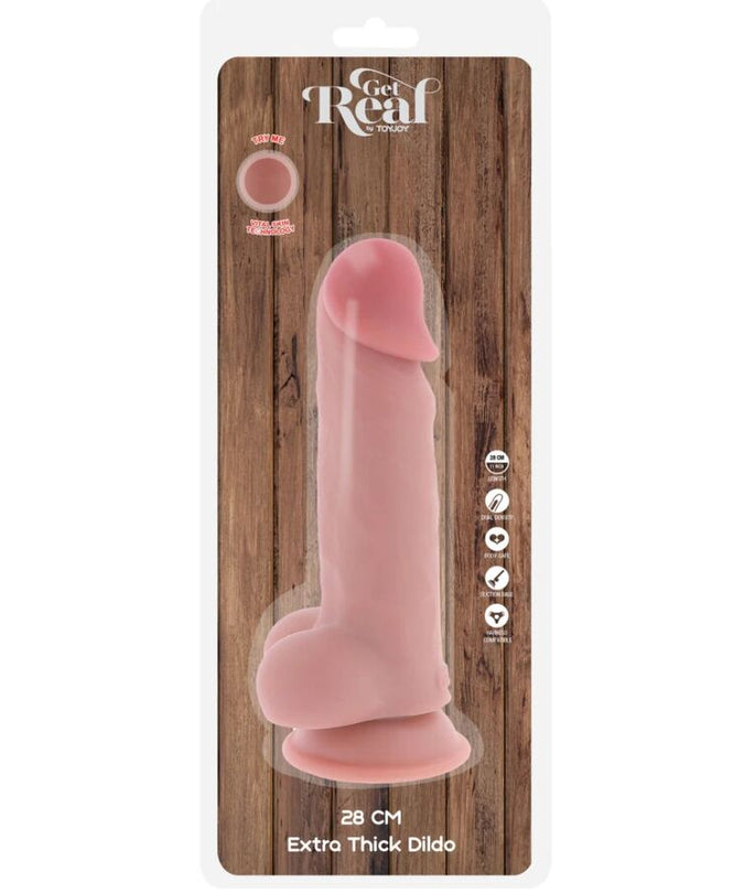 GET REAL - DELUXE REALISTISCHE PENIS MET TEELBALLEN EXTRA DIK 28 CM