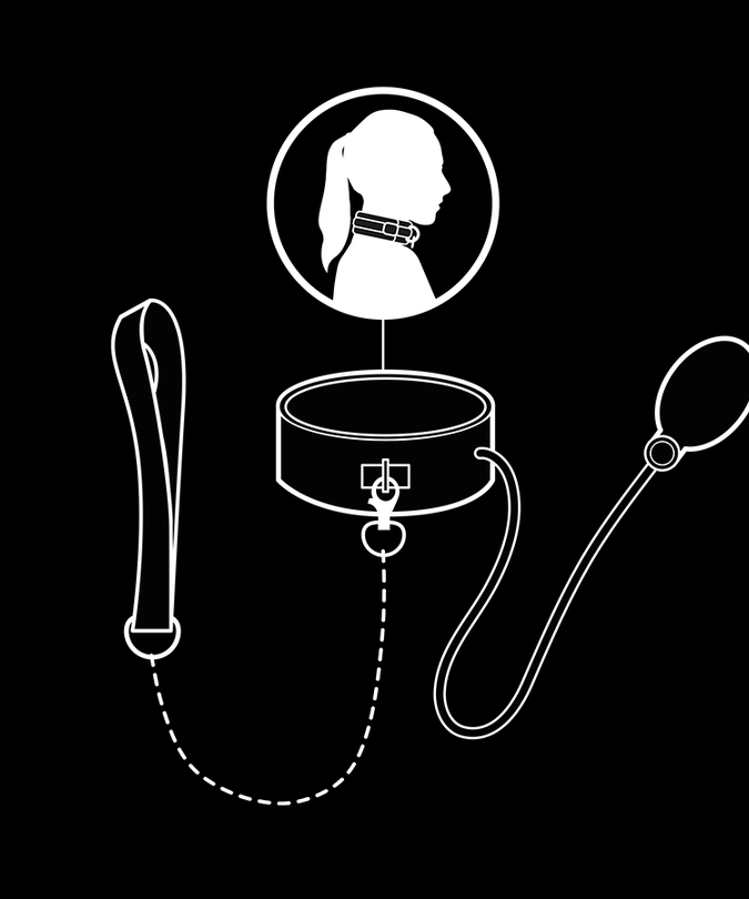 FETISJ SUBMISSIEF BONDAGE - OPBLAASBARE WURGHALSBAND MET KETTING