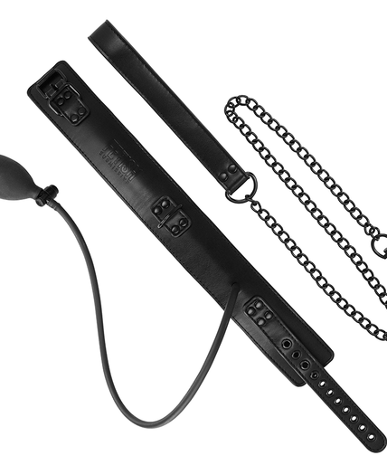 FETISH SUBMISSIVE BONDAGE - INFLATABLE STRANGLING COLLAR WITH CHAIN FETISH SUBMISSIVE BONDAGE - INFLATABLE STRANGLING COLLAR WITH CHAIN
