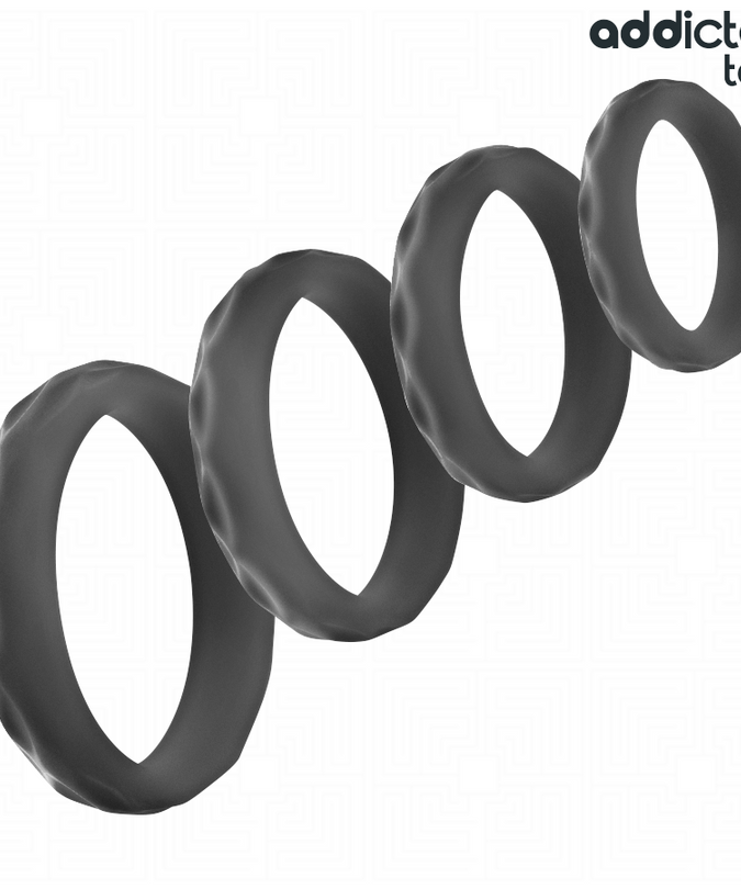 ADDICTED TOYS - TEXTURED COCK RING SET 4 SIZES