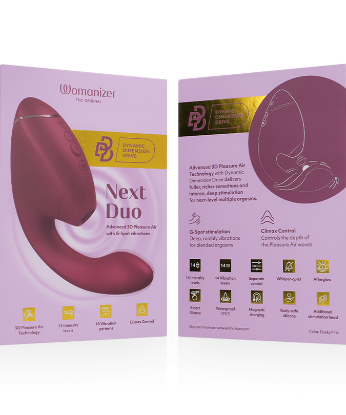 Womanizer – Duo Next Dual Clitoral & G – Spot Stimulator Donkerroze