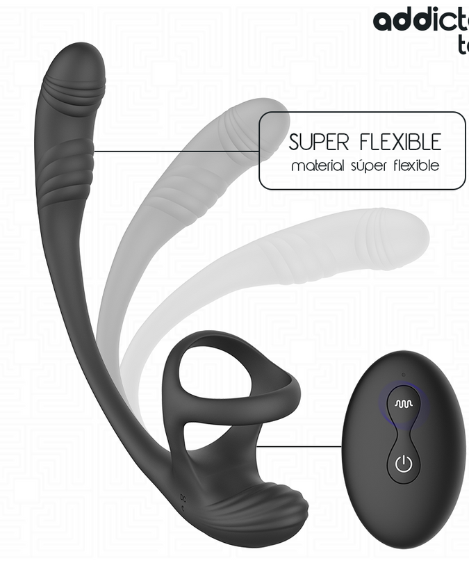 ADDICTED TOYS - ANAL PLUG WITH VIBRATION AND 360º WAVING AND TESTICLE STIMULATOR