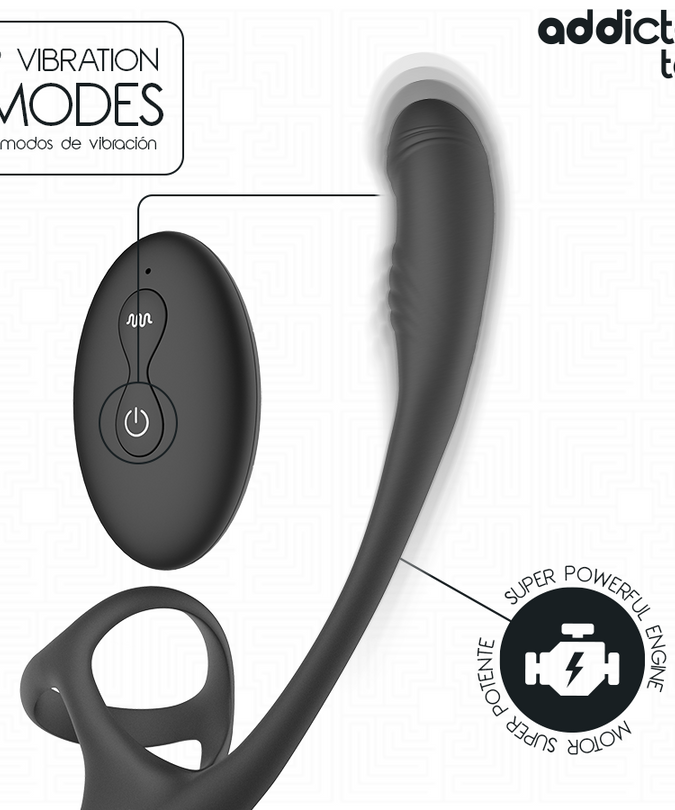 ADDICTED TOYS - ANAL PLUG WITH VIBRATION AND 360º WAVING AND TESTICLE STIMULATOR