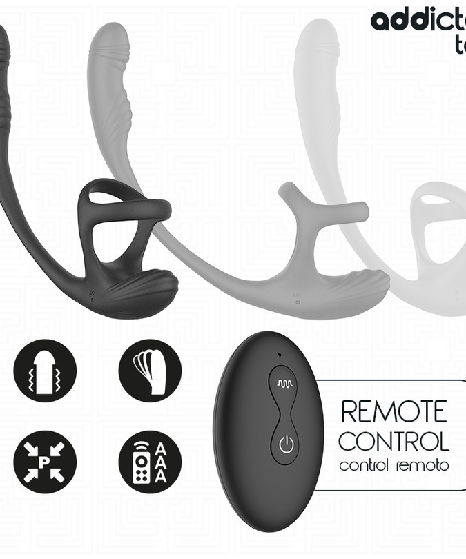 ADDICTED TOYS - ANAL PLUG WITH VIBRATION AND 360º WAVING AND TESTICLE STIMULATOR