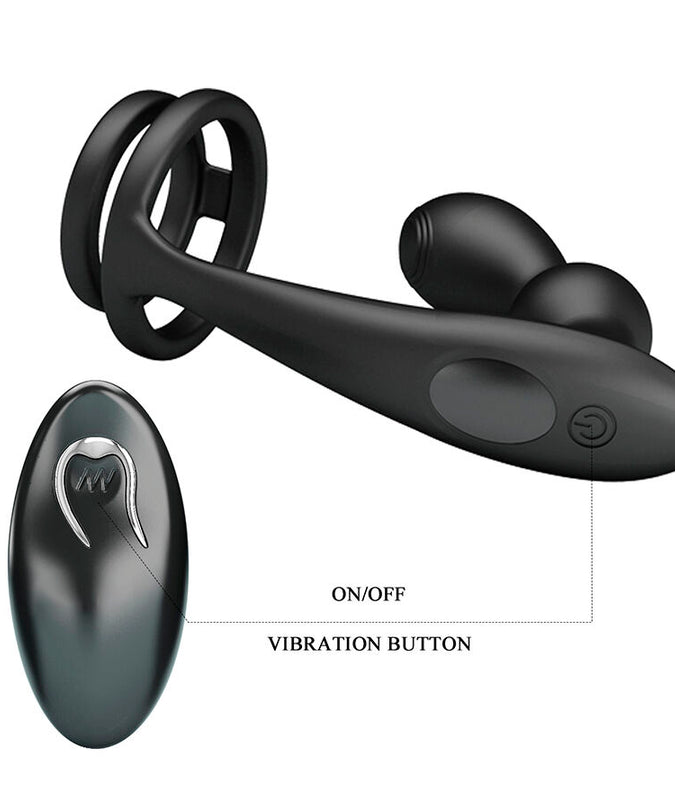 MR PLAY - VIBRATING ANAL PLUG WITH PENIS RING REMOTE CONTROL