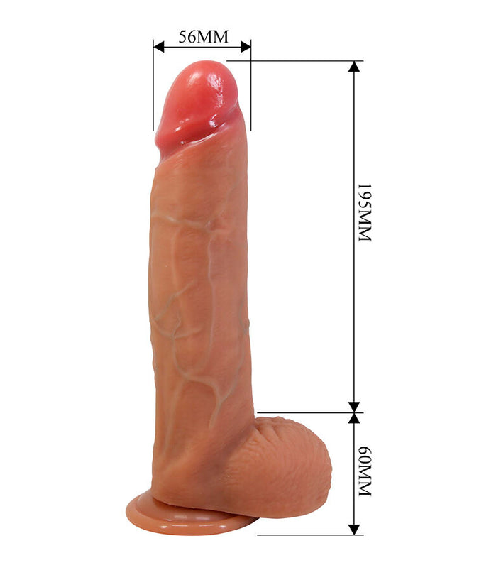 PRETTY LOVE - MENDEL REALISTISCHE DILDO MET ZUIGNAP 25,5 CM -Ø- 5,6 CM