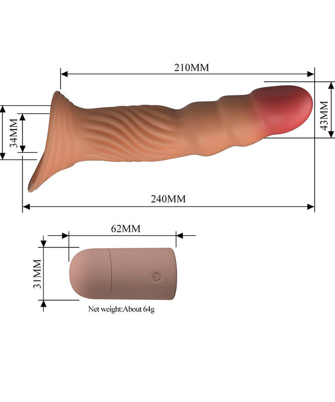 Pretty Love – Strukturierte Penis-Hülle mit Vibration und Fernbedienung