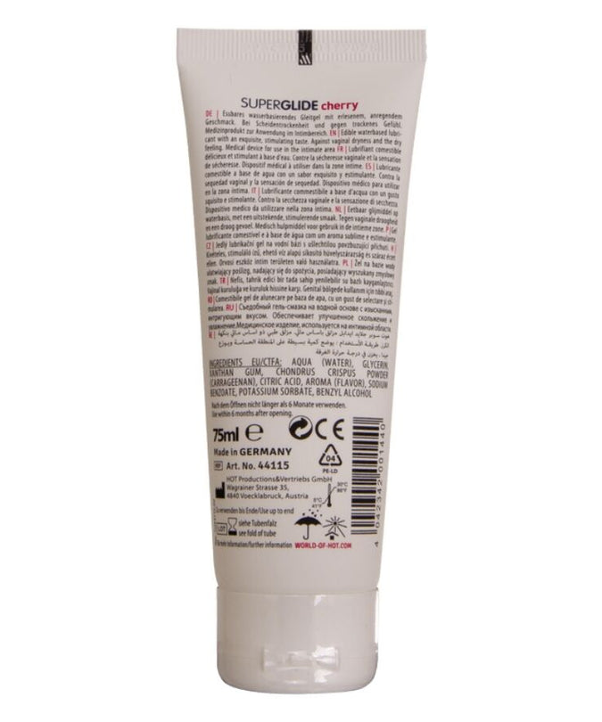 HOT - SUPERGLIDE EDIBLE LUBRICANT WATERBASED CHERRY 75 ML