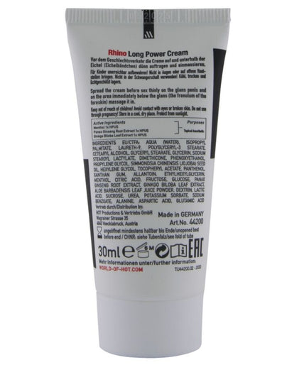HOT - RHINO LONG POWER CRÈME 30 ML HOT - RHINO LONG POWER CRÈME 30 ML