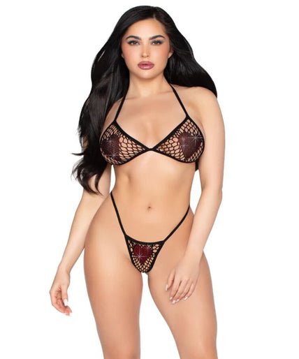 LEG AVENUE - 86147 VISNET BH-TOP EN G-STRING SLIP ZWART - ONE SIZE LEG AVENUE - 86147 VISNET BH-TOP EN G-STRING SLIP ZWART - ONE SIZE